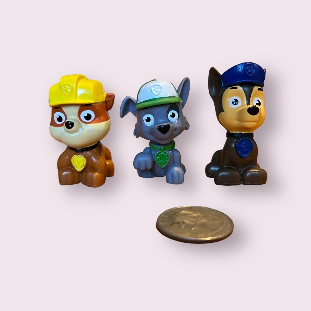 Paw Patrol Rubble, Rocky, And Chase Figure Set Rescue Police Pup Lot